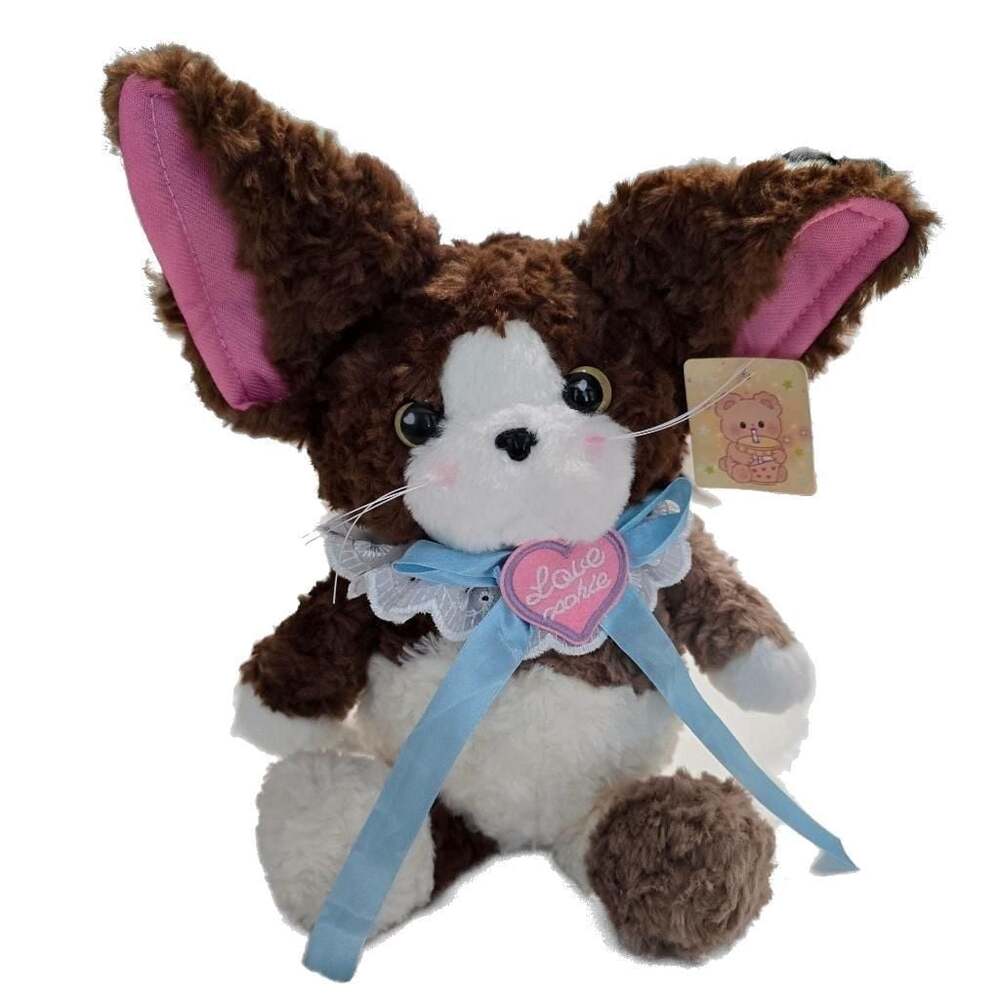 Curly Hair Cat Plush Toy with Lace Collar and Love Heart Tag